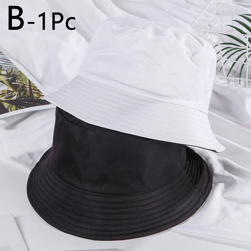 

Fashion Bucket Cap Double-sided Wearing Cap Solid Color Fisherman Hat Men Women Cotton Flat Sun Hat Reversible Bucket Hat