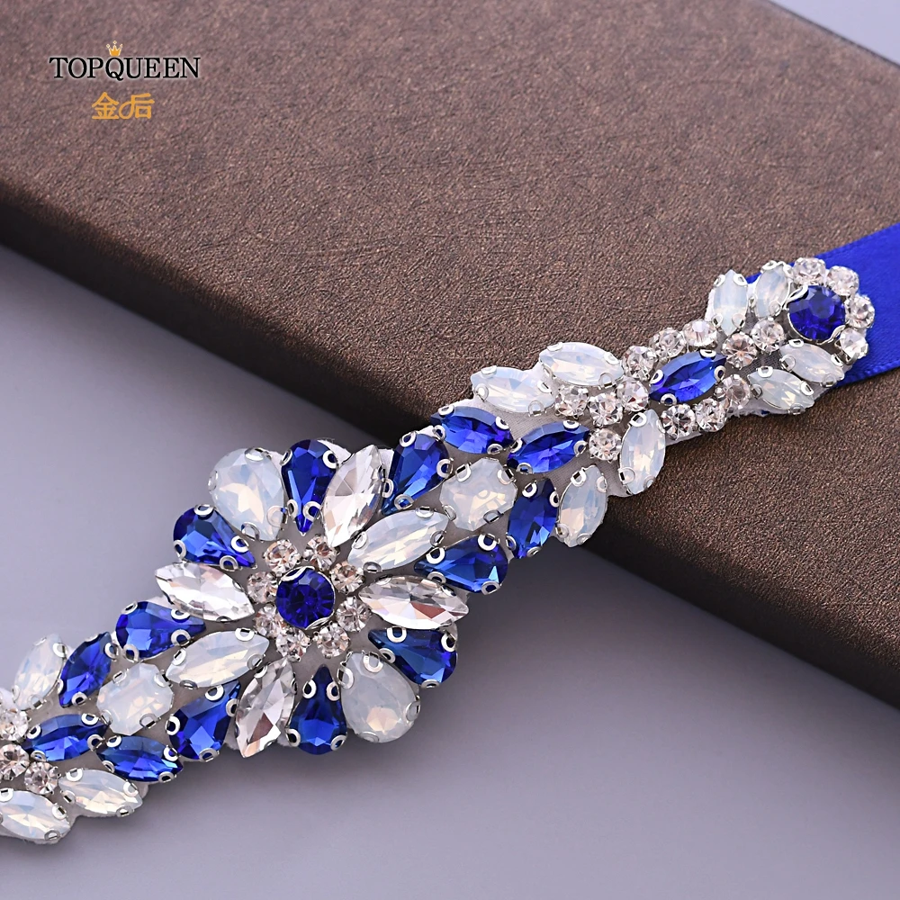 TOPQUEEN S424 Роскошный Королевский синий Стразы пояс для женщин с поясом украшен