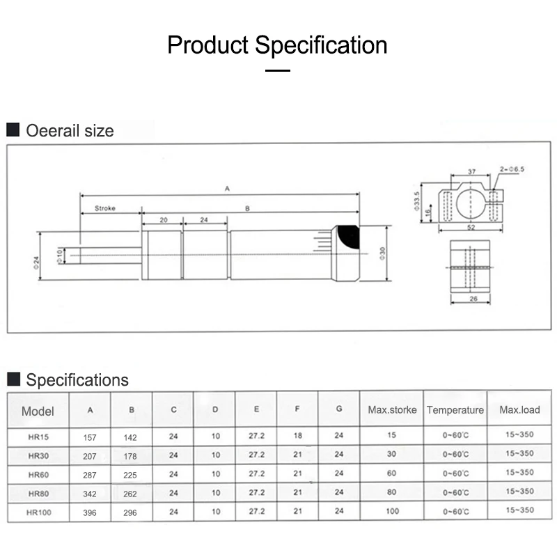 

1PC Pneumatic Adjustable hydraulic speed stabilizer anti-collision oil pressure damper HR15/HR30/HR60/HR80/HR100