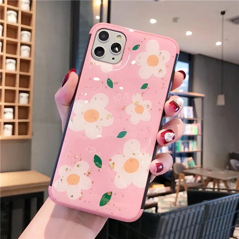 Luxury Glitter Flower Soft Silicone Case For iPhone 11Pro X XS Max XR TPU Cover 7 8 6 6s Plus 10 cases Coque |