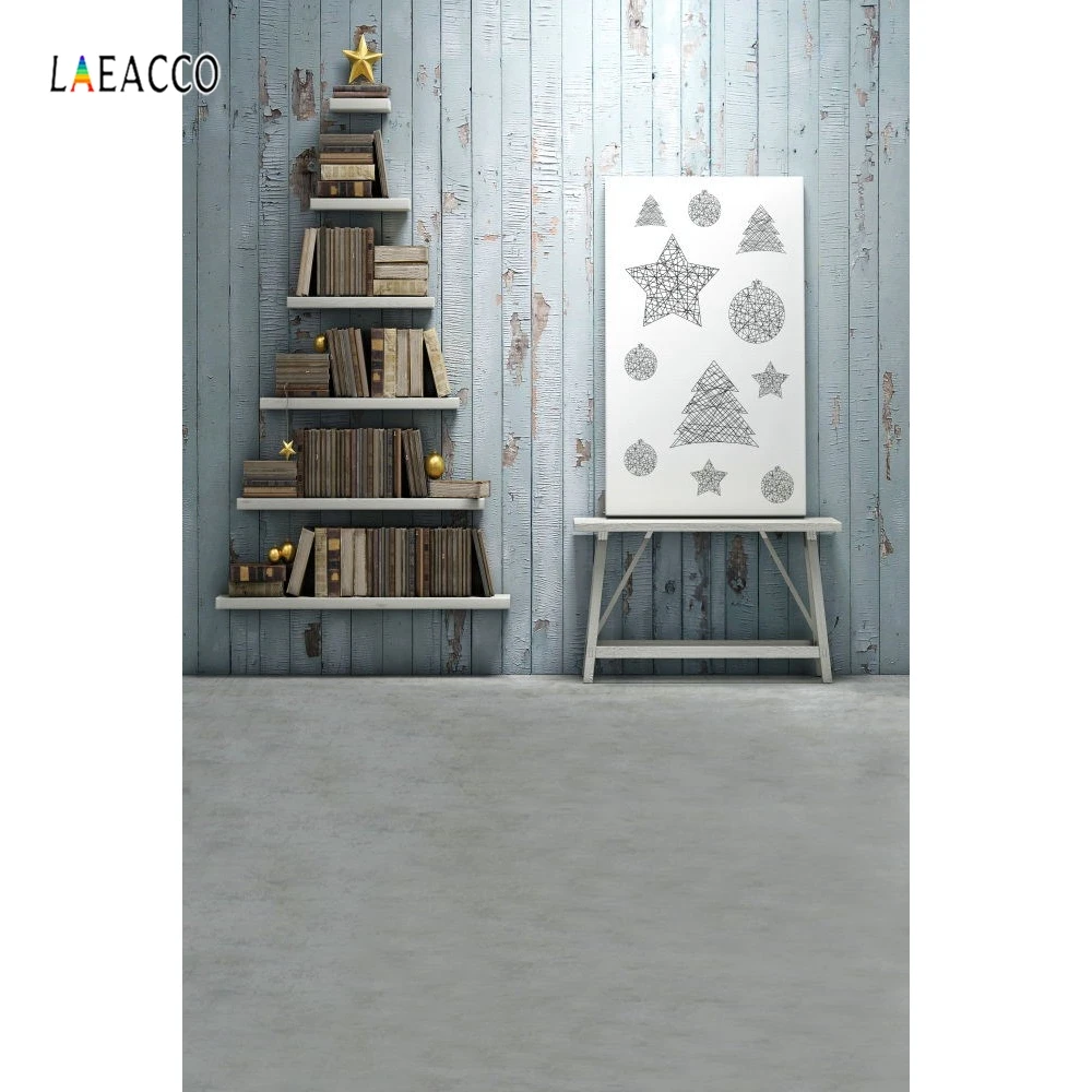 Laeacco фоны для фотосъемки Рождественская елка книжная полка деревянные доски стены детские виниловые фоны для фотостудии реквизит