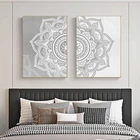 Богемный узор мандала, мусульманская Настенная картина, серый, белый холст, картина, постер, картина, Йога, гостиная, домашний декор интерьера