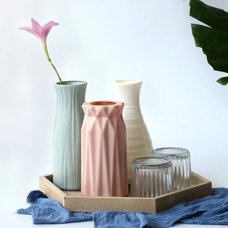 Оригами пластиковая ваза белый имитация керамический цветочный горшок