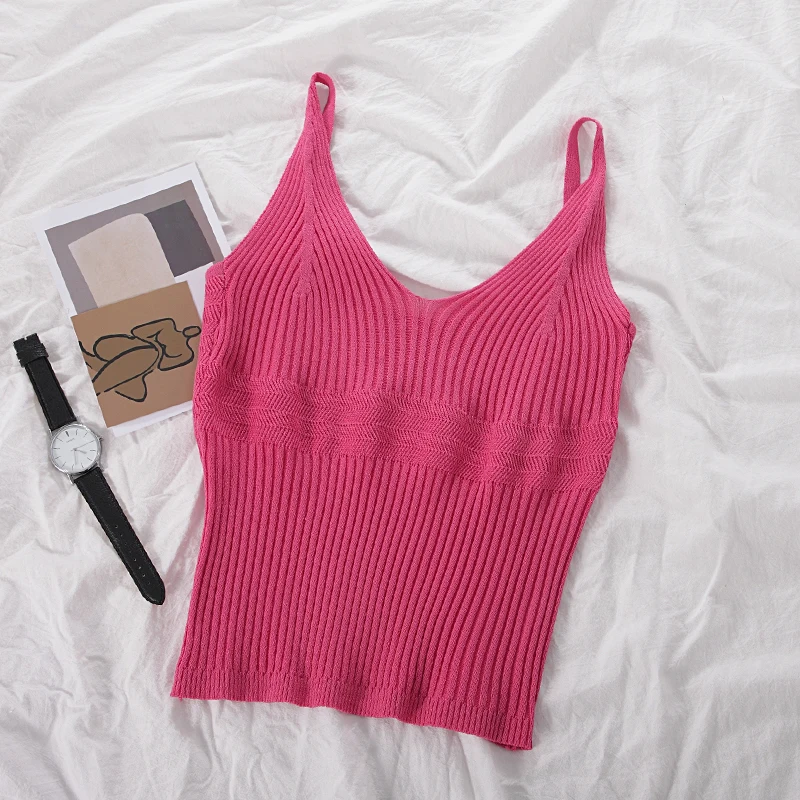 Топ женский трикотажный в рубчик без рукавов карамельных цветов | Женская одежда