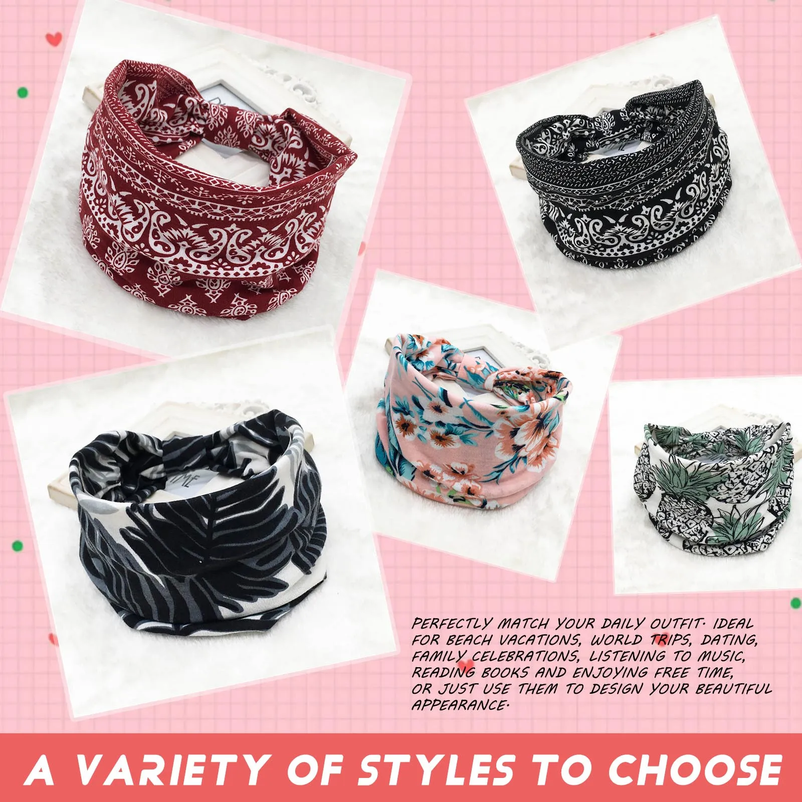 Модные женские резинки для волос Для Йоги Спортивные широкая лента в стиле Бохо