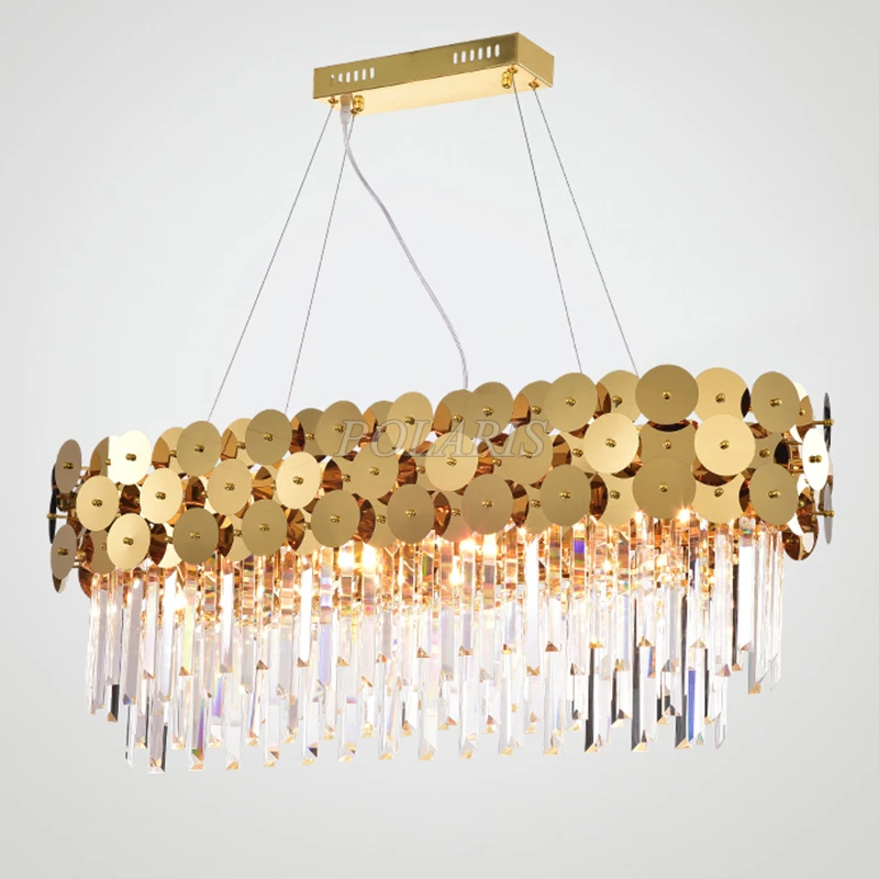 Современная хрустальная люстра с призмой Овальный подвесной светильник из