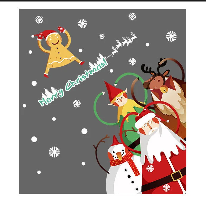 Съемные рождественские наклейки на стену окна спальни гостиной стеклянные двери