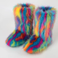 winter plus velvet and thick fur one warmth plus size fashion faux fox fur snow boots