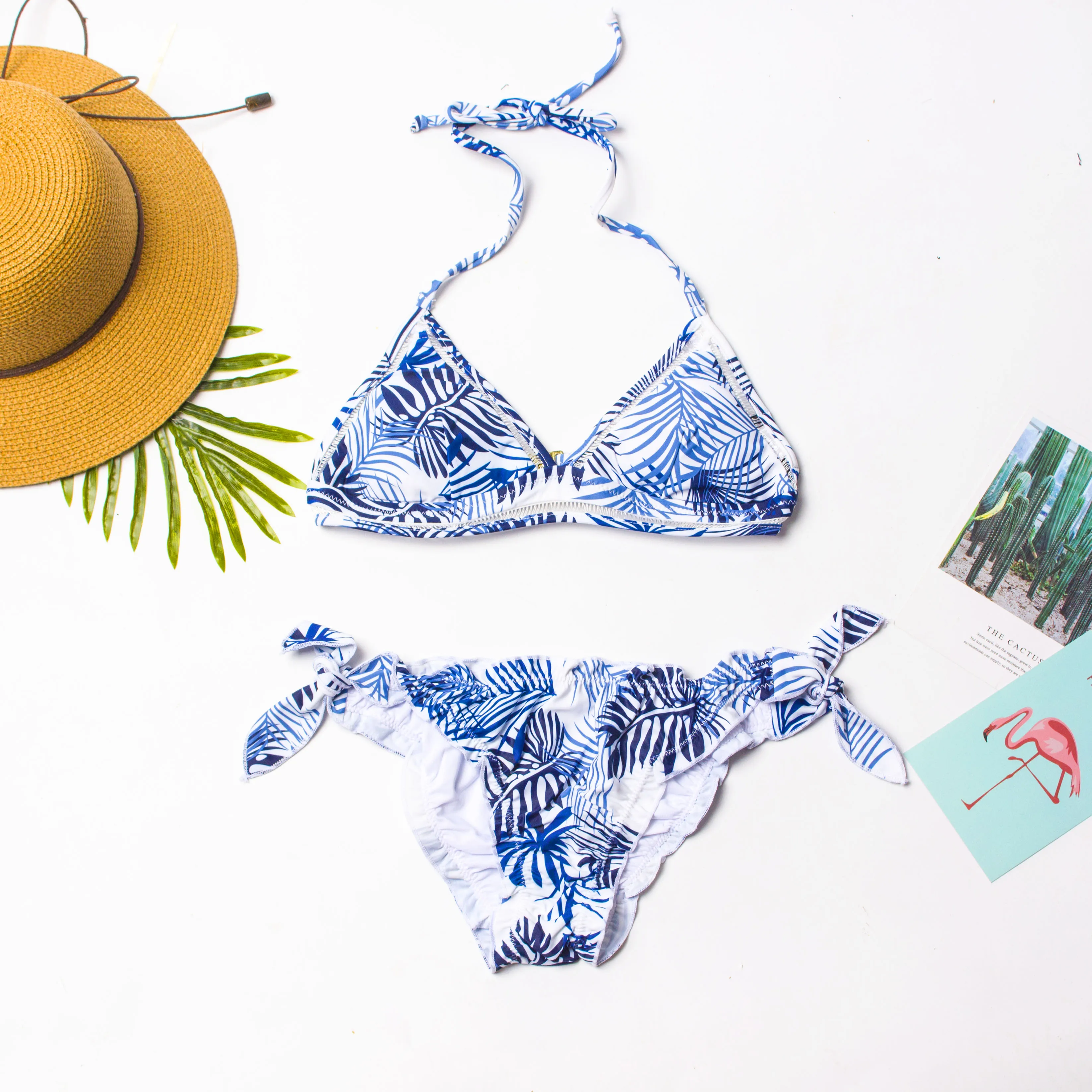 Комплект бразильского бикини с цветочным принтом 2019 стринги женский купальник