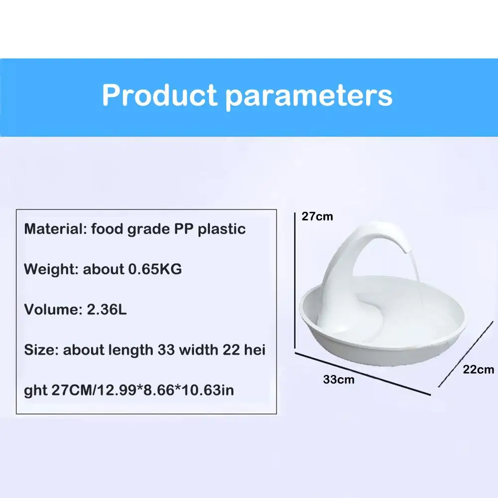 

New Swan Pet Water Dispenser Cat Feeding Water Flowing Fountain Cat Dog with Water Dispenser Automatic Recycling Pet Supplies