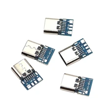 5 Pcs USB Type-C USB-C 14 pin Connector Breakout P-CB Board (female) Metal