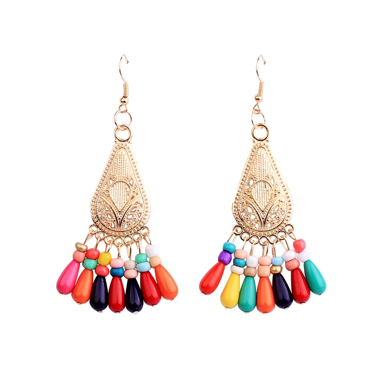 Модный Ретро ручной работы из бисера длинной кисточкой серьги в ретро стиле