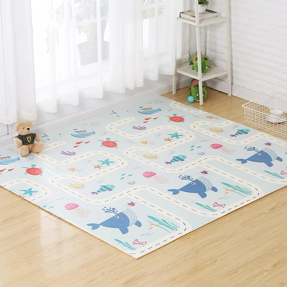 

200*180*1cm Reversible Baby Play Mat Double-Sided Crawling Mat Foldable Waterproof Portable Soft Floor Toddlers Infants Carpet