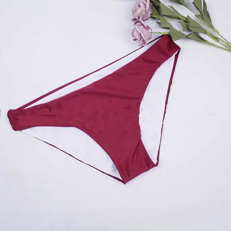 

Sexy Women Bikini Low Waist Swimsuit Solid Color Swimwear Bathing Suit Beach Wear Push UP Bikini Set Beachwear Red Black Blue