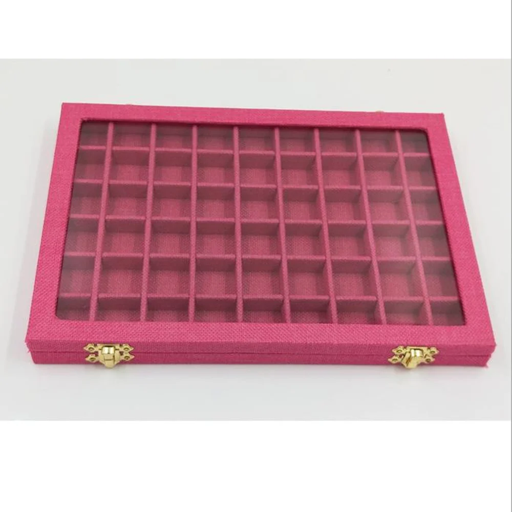 

Large Linen Jewelry Box Nail Jewelry Display Box With Glass Lid Jewelry Trinket Storage Box Jewelry Display Box Storage Box