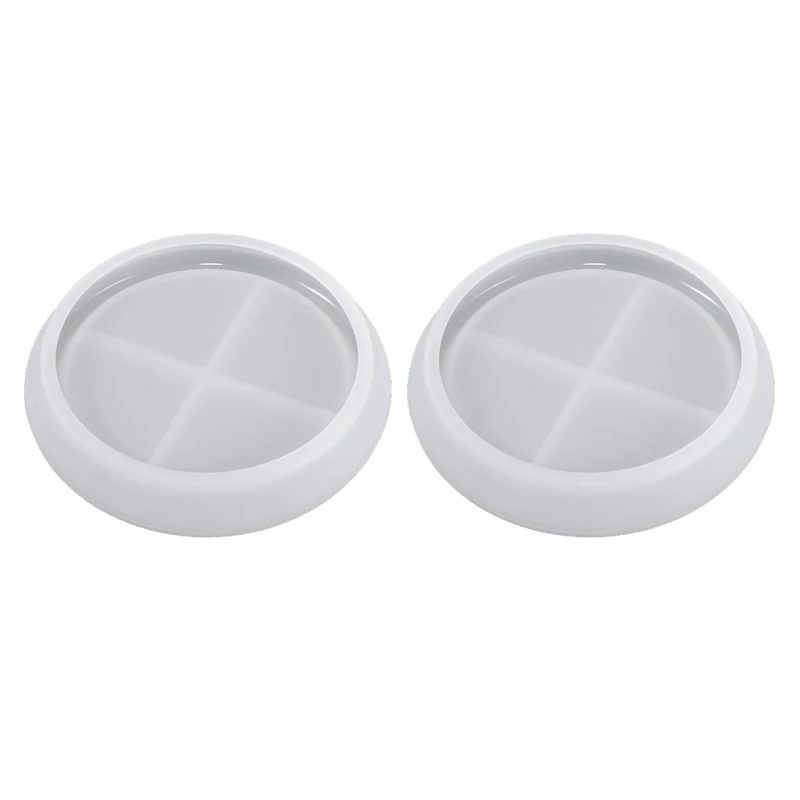 

2Pcs Handmade Epoxy Saucer Round Mirror Silicone Mold DIY Crystal Epoxy Mold Round Saucer Coaster