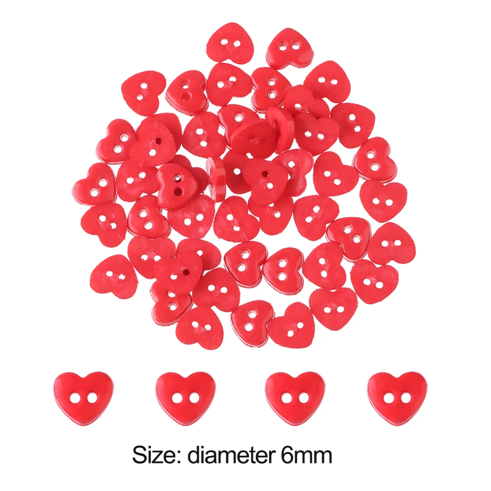 

50pcs 6mm Buttons Plastic Heart Buckles For DIY Doll Clothes Mini Candy Color Button Handmade Doll Clothing Accessories