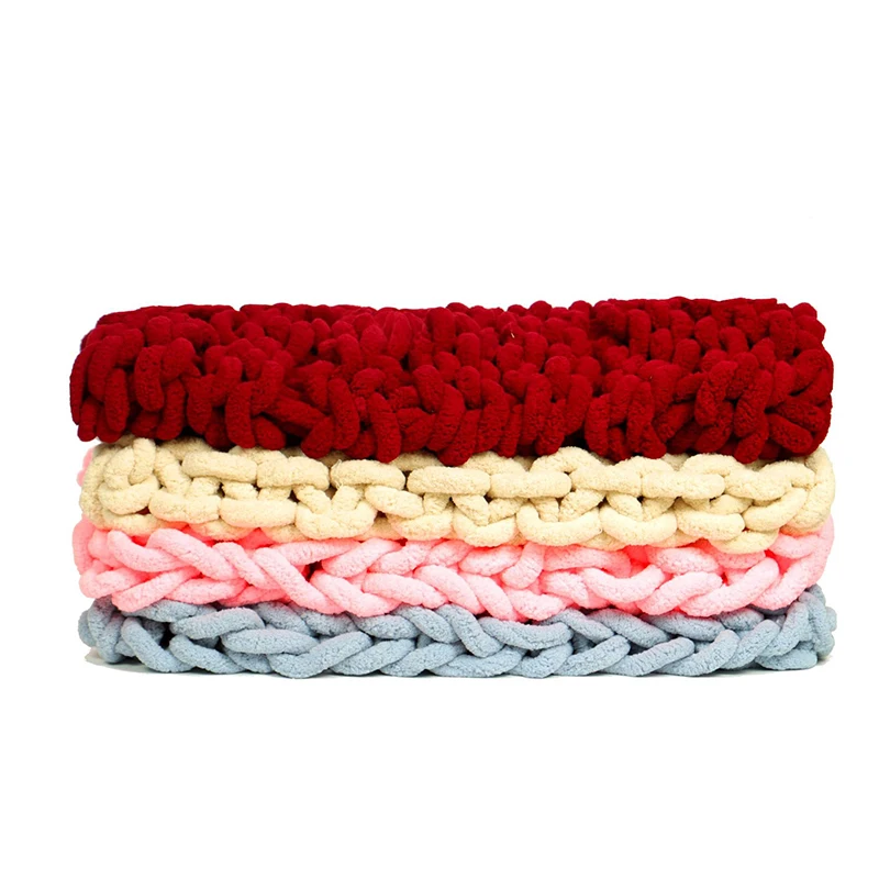 

250G 2.5CM DIY Thick Yarn Soft Hand Chenille Knitted Blanket Knitting Sofa Throw Blanket Winter Blankets Drop Shipping