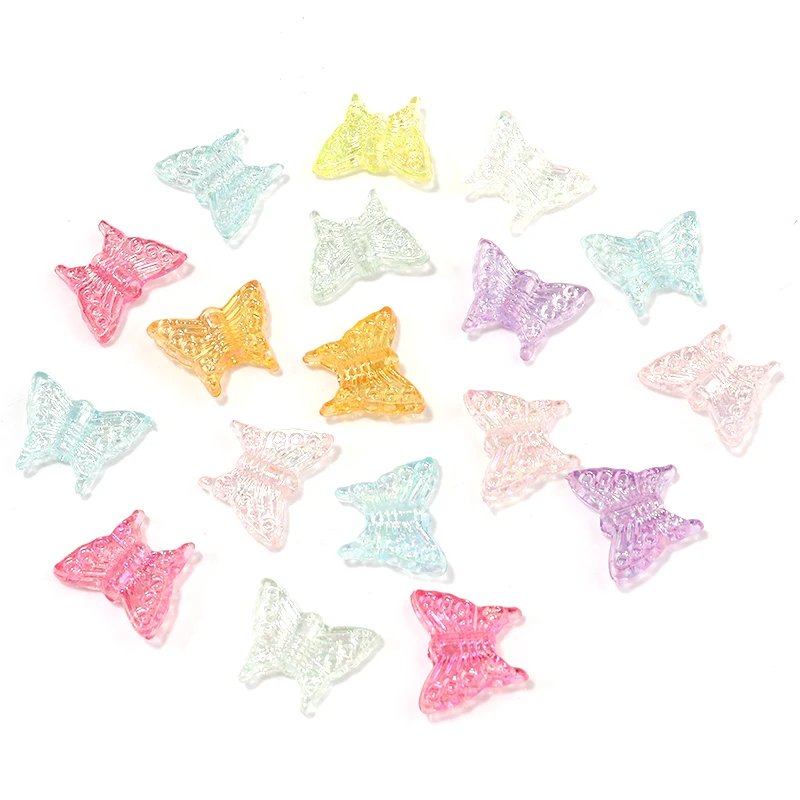 

100pcs/lot Acrylic Color Glaze Butterfly Shape 15x12mm with 1.5mm Inner Hole For DIY Jewelry Making Bracelet Accessories