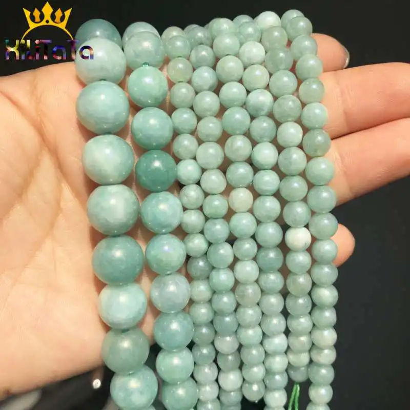 Натуральный ангелайт зеленый камень с покрытием Бусины Смут Круглый Свободные