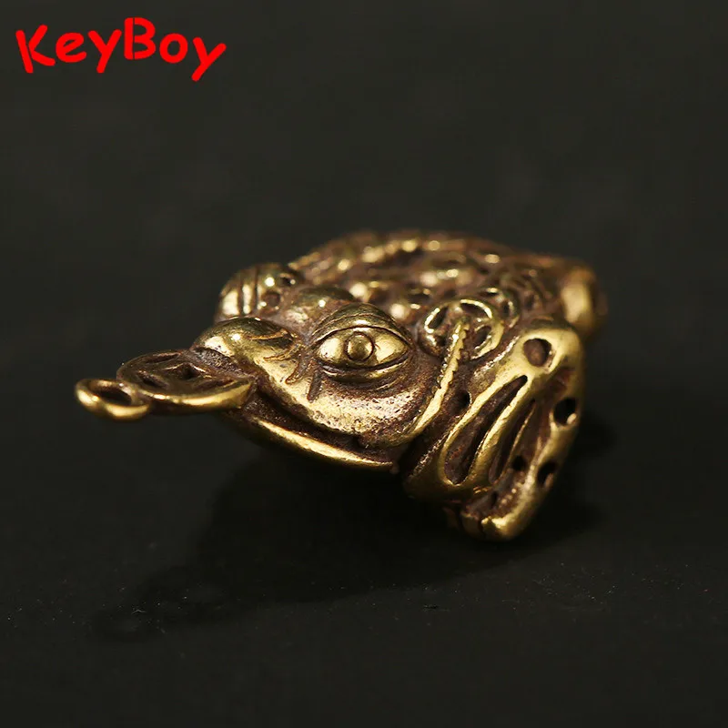 Подвеска в виде жабы из чистой меди с тремя ножками ретро латунный брелок