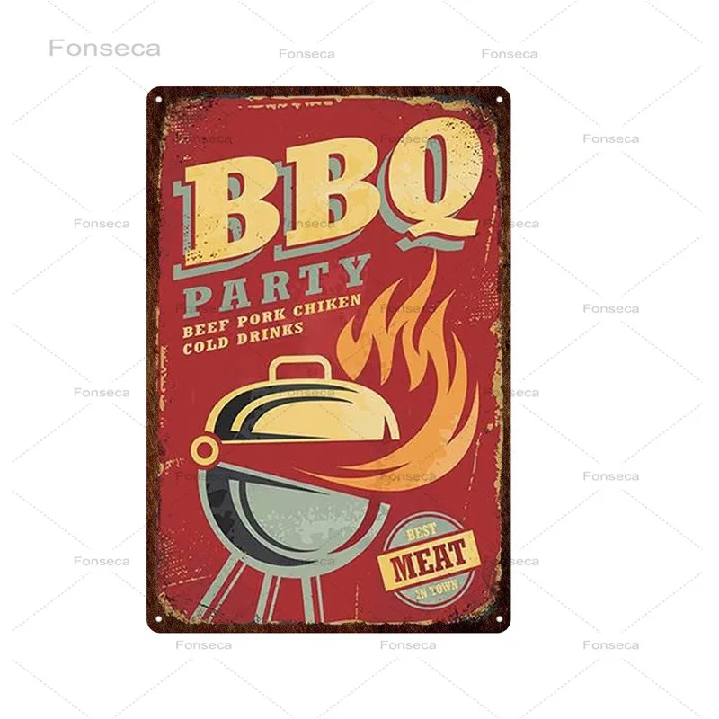 Барбекю знаки Винтаж металлическая Жестяная Табличка с надписью Dad's BBQ плакат