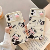 3d cartoon super cute animal cow lens protection soft phone case for iphone 13 pr 12 pro 11 pro max 7 8 plus x xs max xr cover