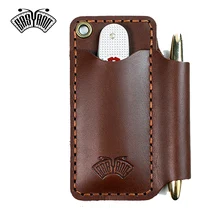 Handmade Retro Men Hiking Pouch Oil Wax Leather Outdoor Holster Camping Multitools