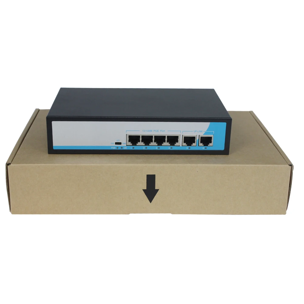 Профессиональный 1+ 4 Порты 10/100 Мбит/с мини коммутатор PoE 48V 1A Мощность over Ethernet сетевой коммутатор для IP CCTV камера Камера
