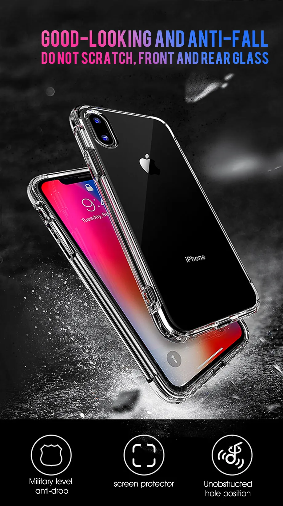 Противоударный силиконовый чехол для iPhone 11 Pro Max X XS Max XR, прозрачный мягкий прозрачный чехол из ТПУ для iPhone, ультратонкая задняя крышка