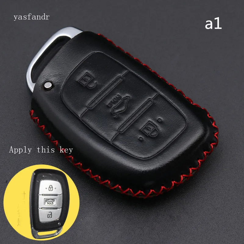 Чехол для автомобильных ключей чехол из натуральной кожи с 3 кнопками Hyundai IX25 IX35 I20