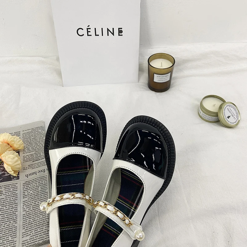 

Женские Туфли Мэри Джейн, универсальные маленькие кожаные туфли с круглым носком, с закрытым носком, модные разноцветные, на весну и лето