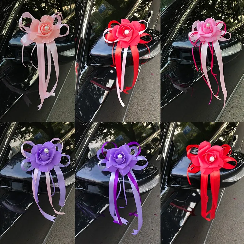Свадебный аксессуар для автомобиля украшение на зеркало и дверь с цветами