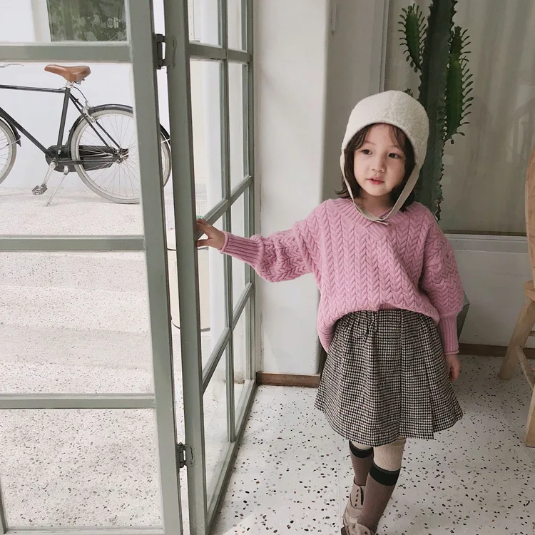 Клетчатая плиссированная юбка для девочек плотная шерстяная детская одежда |