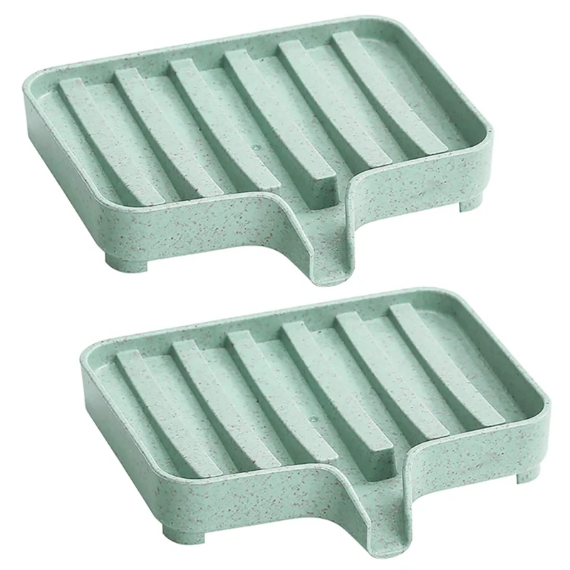 

2Pack Soap Dishes , Soap Trays With Drain, Self Draining Soap Saver, Soap Holders For Bathroom (Green)