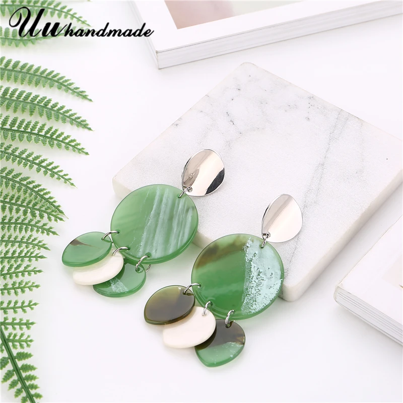 Богемные овальные акриловые серьги с кисточками для женщин винтажные круглые