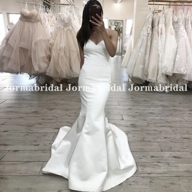 

Cheap Boho Wedding Dresses Sweetheart Mermaid Wedding Gown Sexy White Ivory Satin Bride Gown Custom Made vestidos de novia