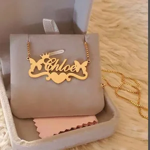Персонализированные ожерелья с именем бабочки, короны, сердца для женщин, именная табличка, ювелирные изделия, ожерелье с буквами из нержавеющей стали, подарок