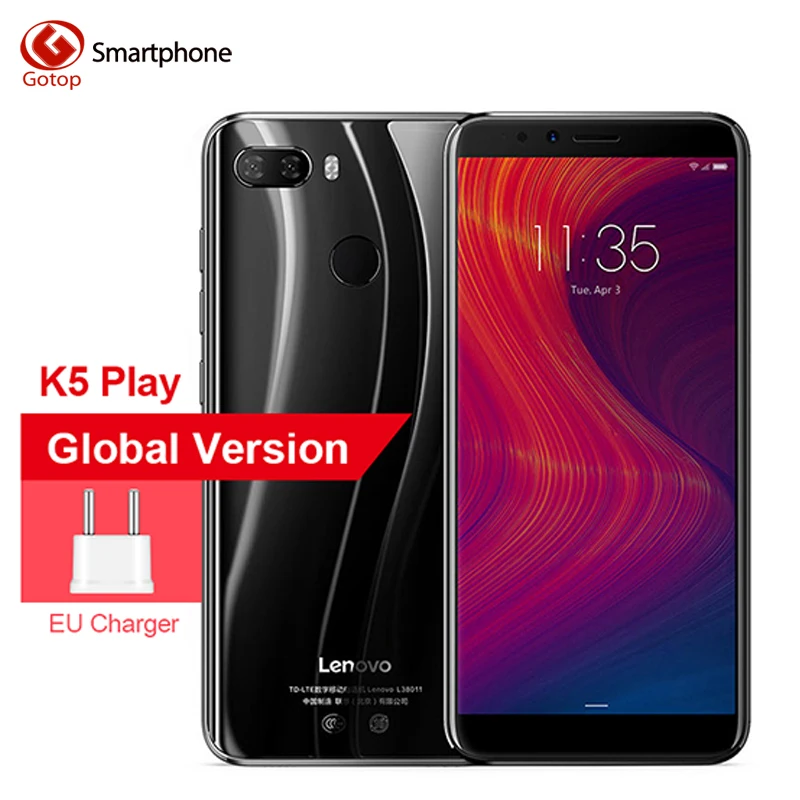 Мобильный телефон lenovo K5 Play L38011 3 ГБ 32 4G 5 7 ''Snapdragon MSM8937 Восьмиядерный 13 МП + 2 Мп