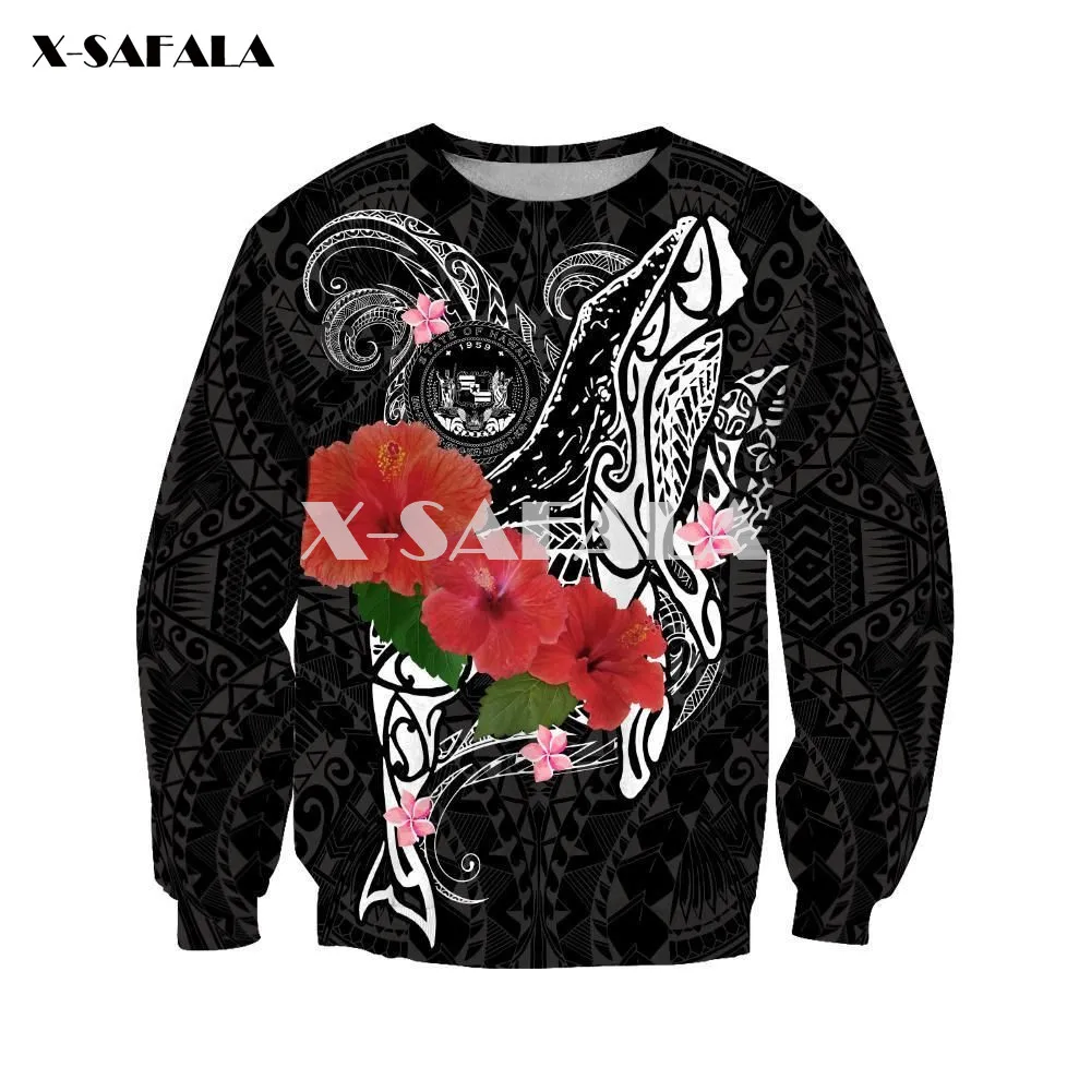 

POLYNESIAN WHALE WITH HIBISCUS 3D Print XS-7XL Hoodie Man Women Harajuku Outwear Zipper Pullover Sweatshirt Unisex-9