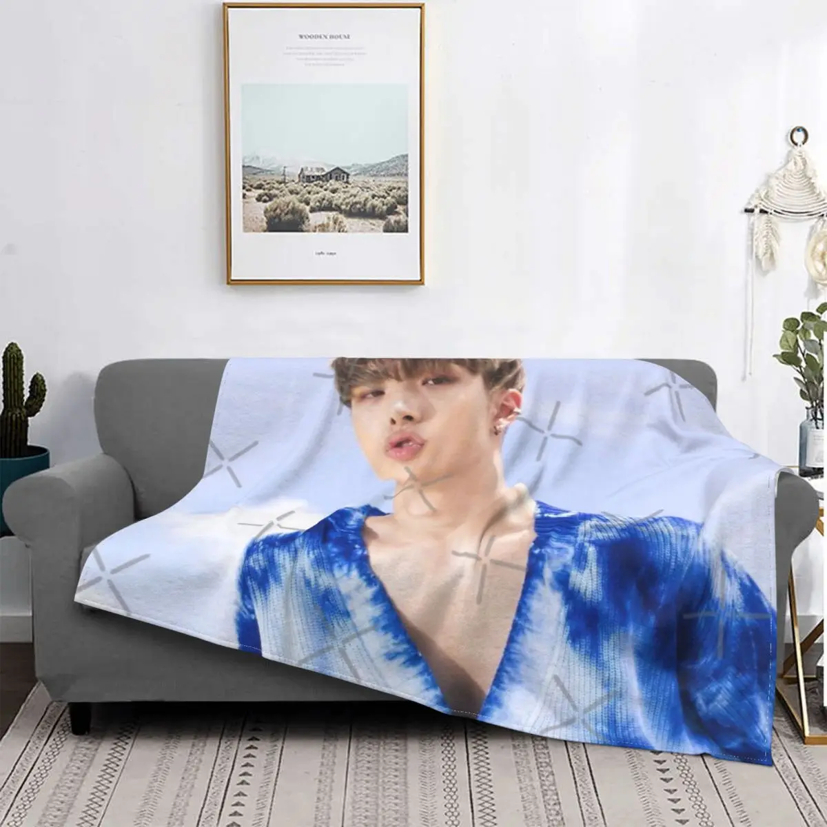 

Ateez-Manta a cuadros para cama, manta a cuadros de Anime, alfombra de oration islэлементы, Mingi