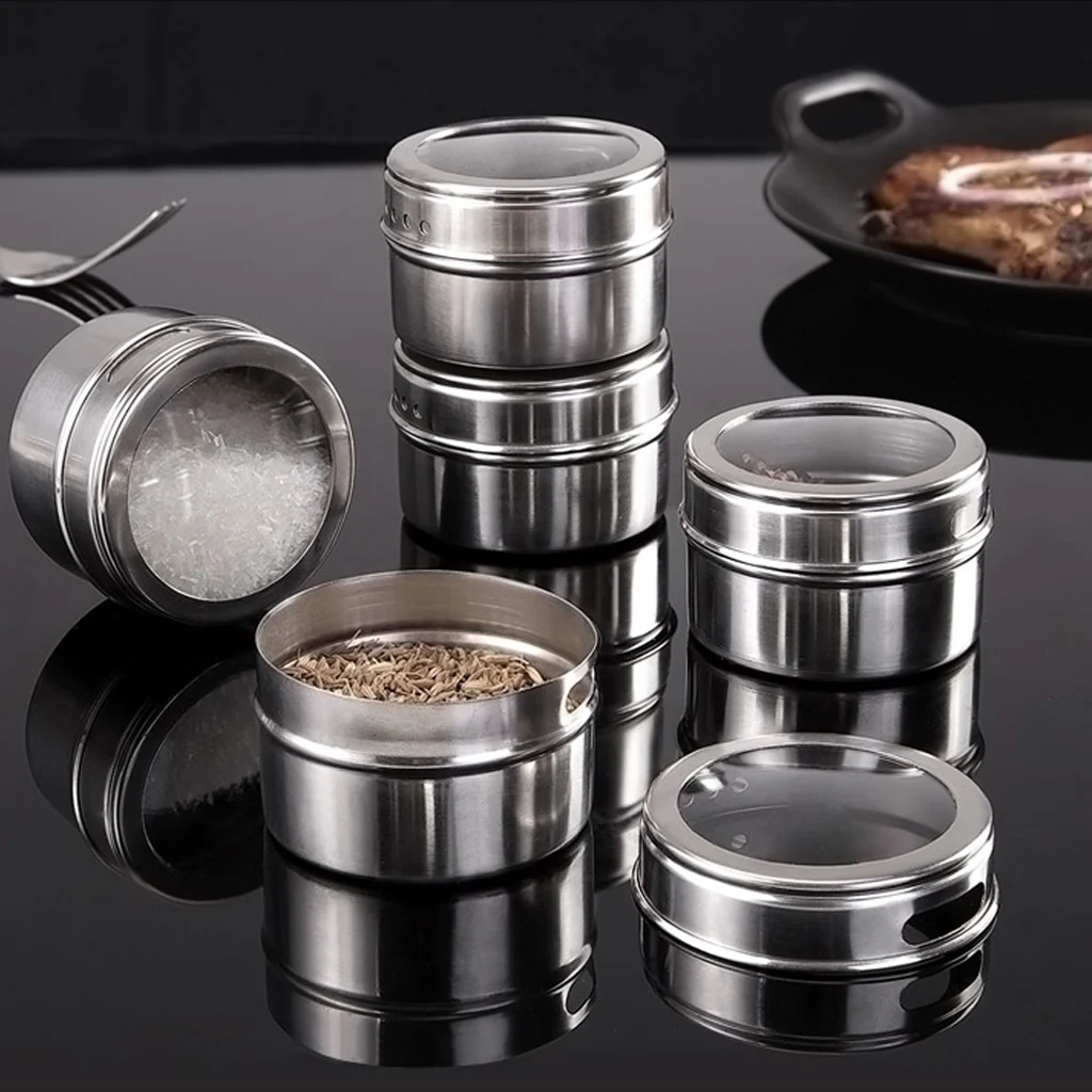 4PCS/6PCS Магнитная Специй Банка Из Нержавеющей Стали Соль И Перец Банки Специи Брызгалки Инструменты Набор Для Кухни На Открытом Воздухе.