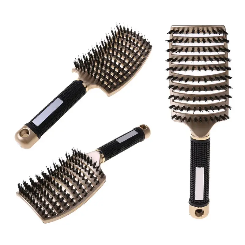 Cepillo profesional de cerdas y nailon para masaje del cuero cabelludo, peine para pelo mojado, cepillo para pelo rizado y mojado, herramientas de estilismo para peluquer&iacute;a-2