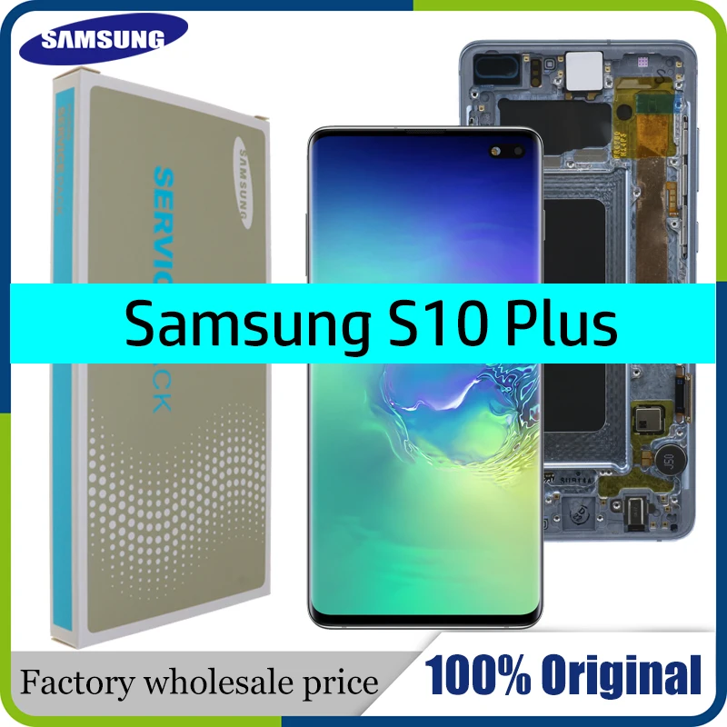 6,4 ''ЖК-дисплей для SAMSUNG Galaxy S10 PLUS SM-G9750 G975F дисплей сенсорный экран дигитайзер Замена с сервисным пакетом