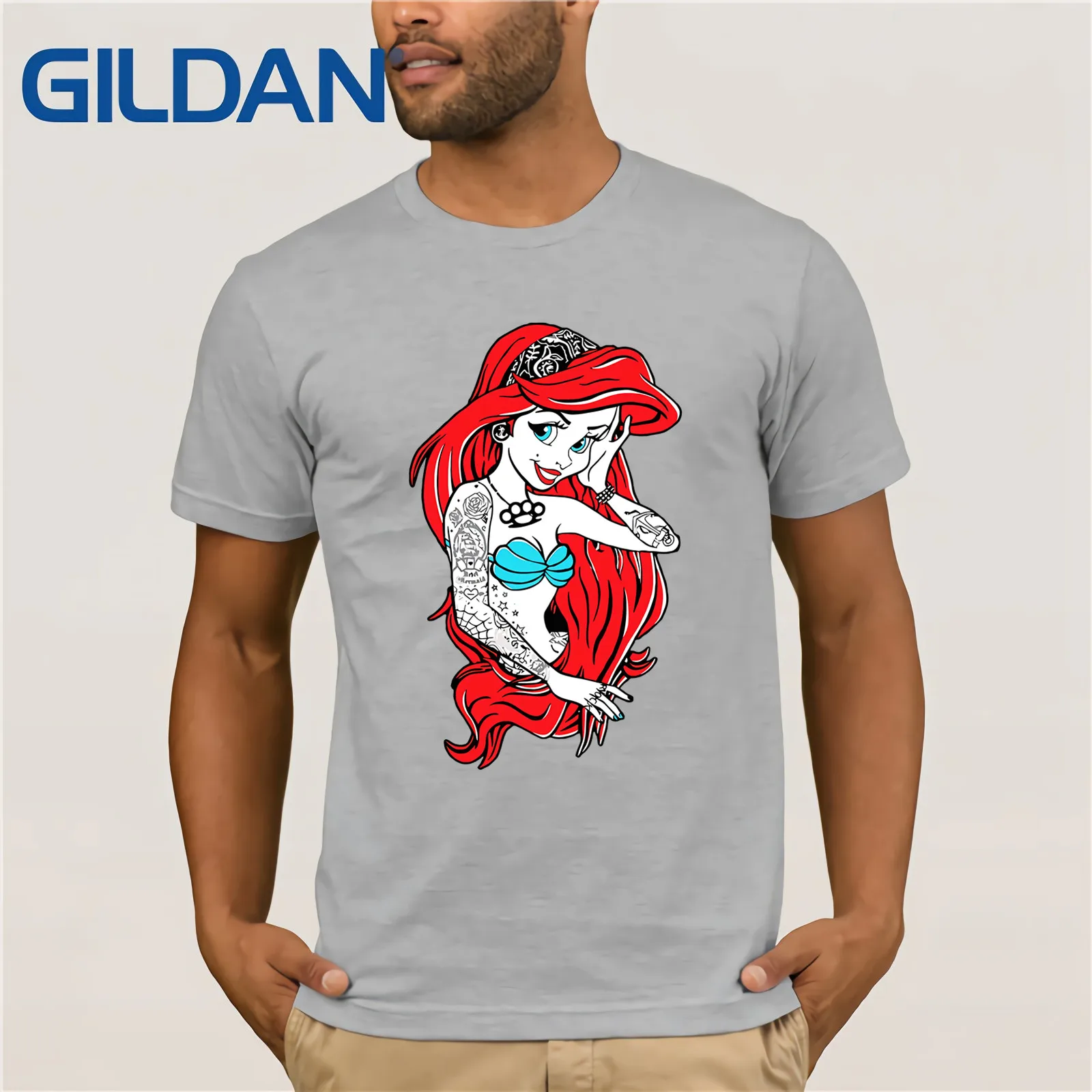 Футболка мужская с татуированной русалочкой альтернативная футболка коротким