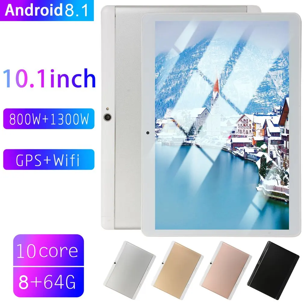 KT107 планшет с круглым отверстием 10,1 дюймов HD большой экран Android 8,10 версия модный портативный планшет 8G+ 64G белый планшет белая вилка США