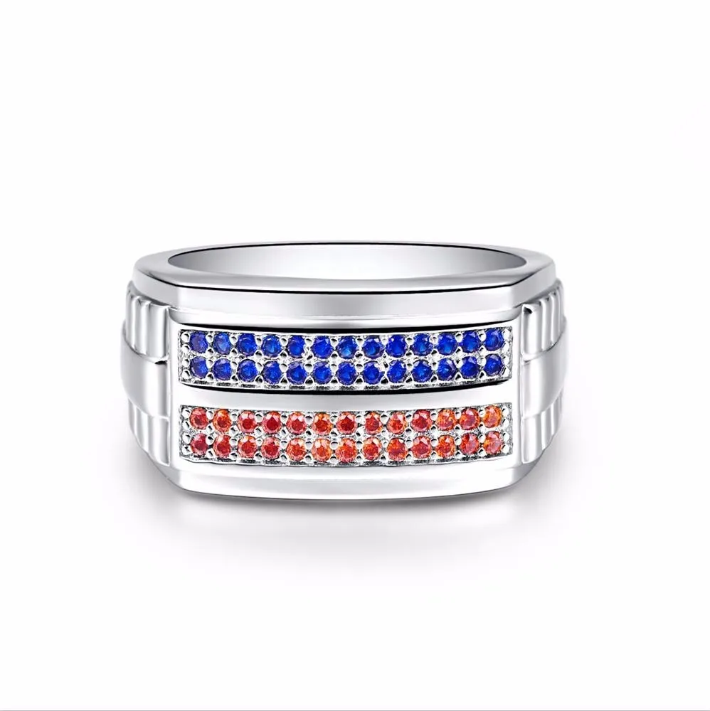 Кольца из стерлингового серебра 925 пробы синие красные с кубическим цирконием AAA