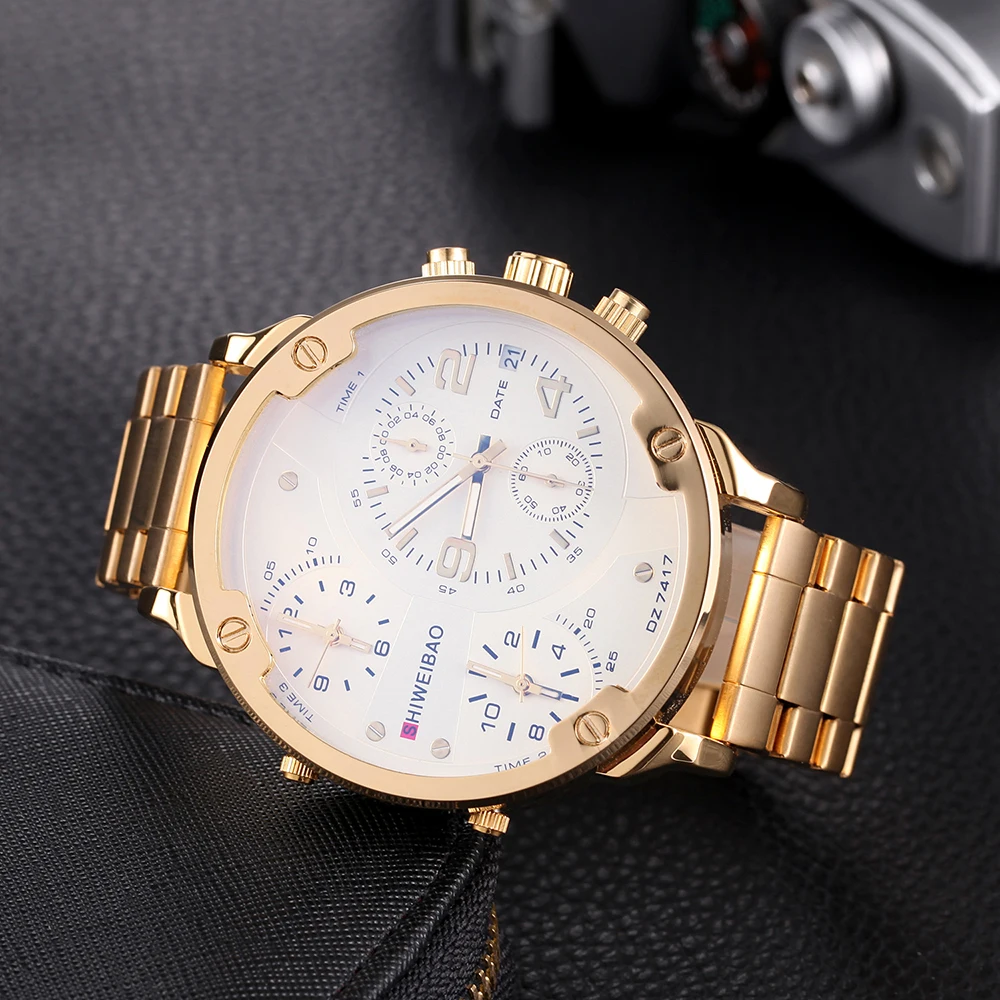 Часы мужские кварцевые в стальной полосе с хронографом и разными часовыми