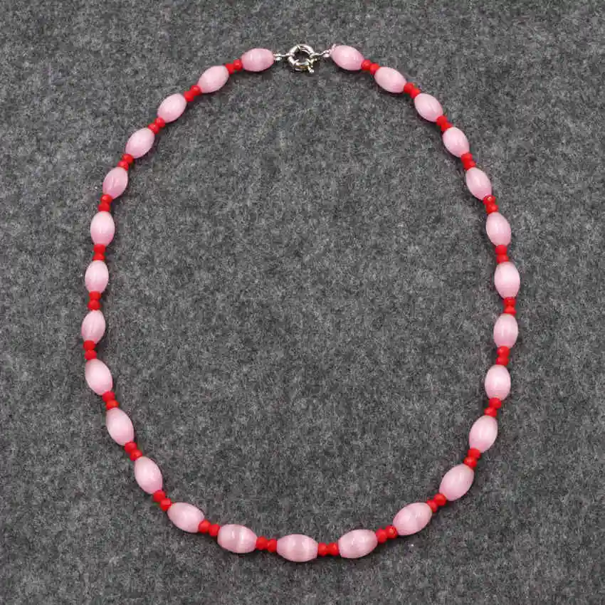 Ожерелье-чокер в стиле бохо для женщин колье из розового камня кошачий глаз с