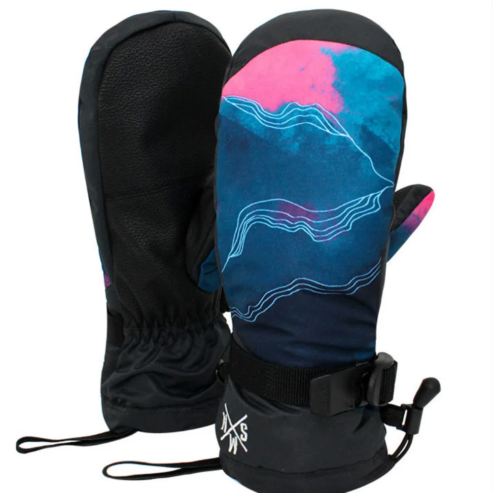 SMN лыжные перчатки с цветным мраморным узором для мужчин и женщин зимние
